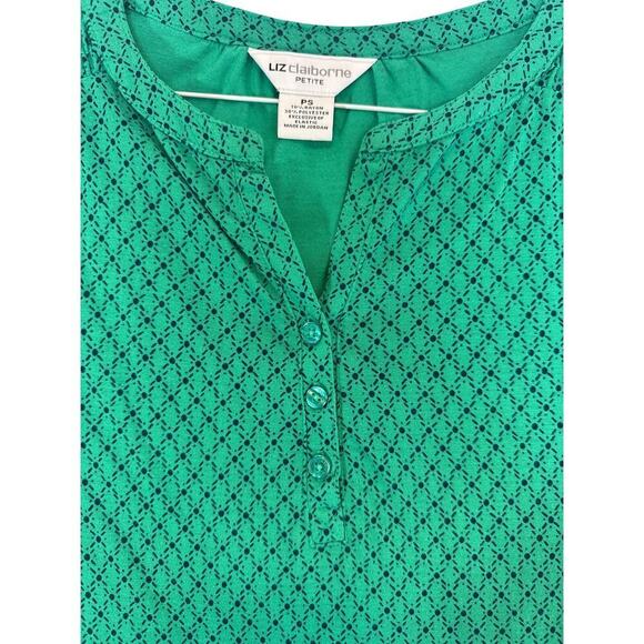 Liz Claiborne Petite Green and Blue Shirt with Buttons Women's Petite Small S - Picture 2 of 6